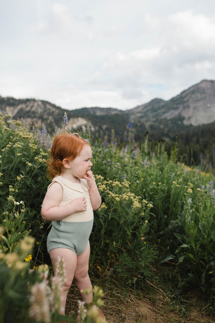 Fin & vince knit romper cream moss