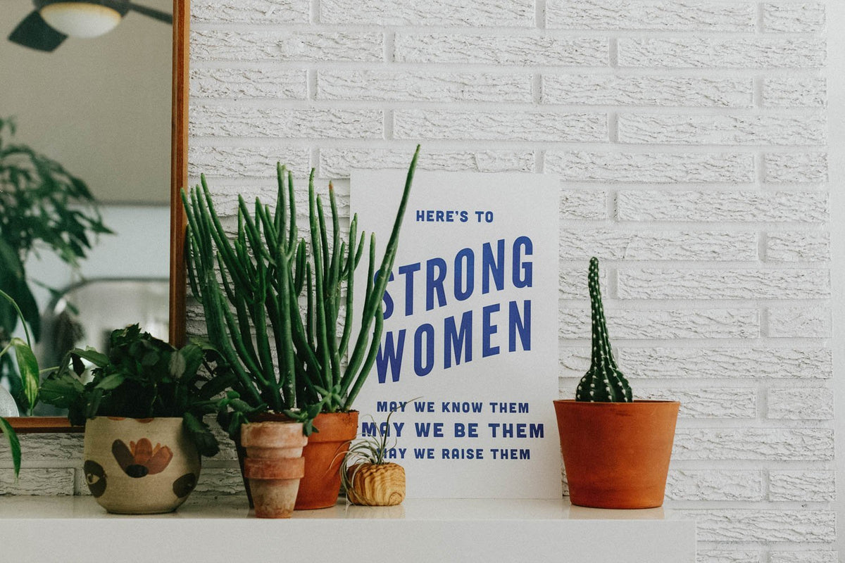 Letterpress: Here's to Strong Women (indigo)