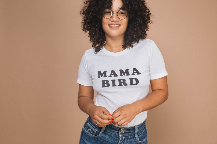 Mama bird t shirt the original bone dirty white