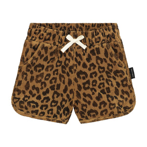 daily brat leopard towel shorts sandstone