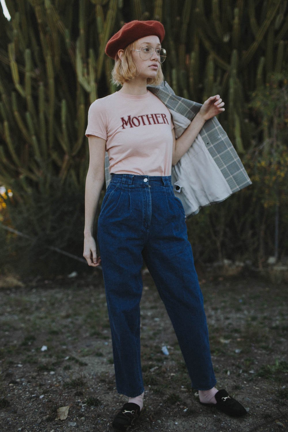 The bee & the fox mother t-shirt peach