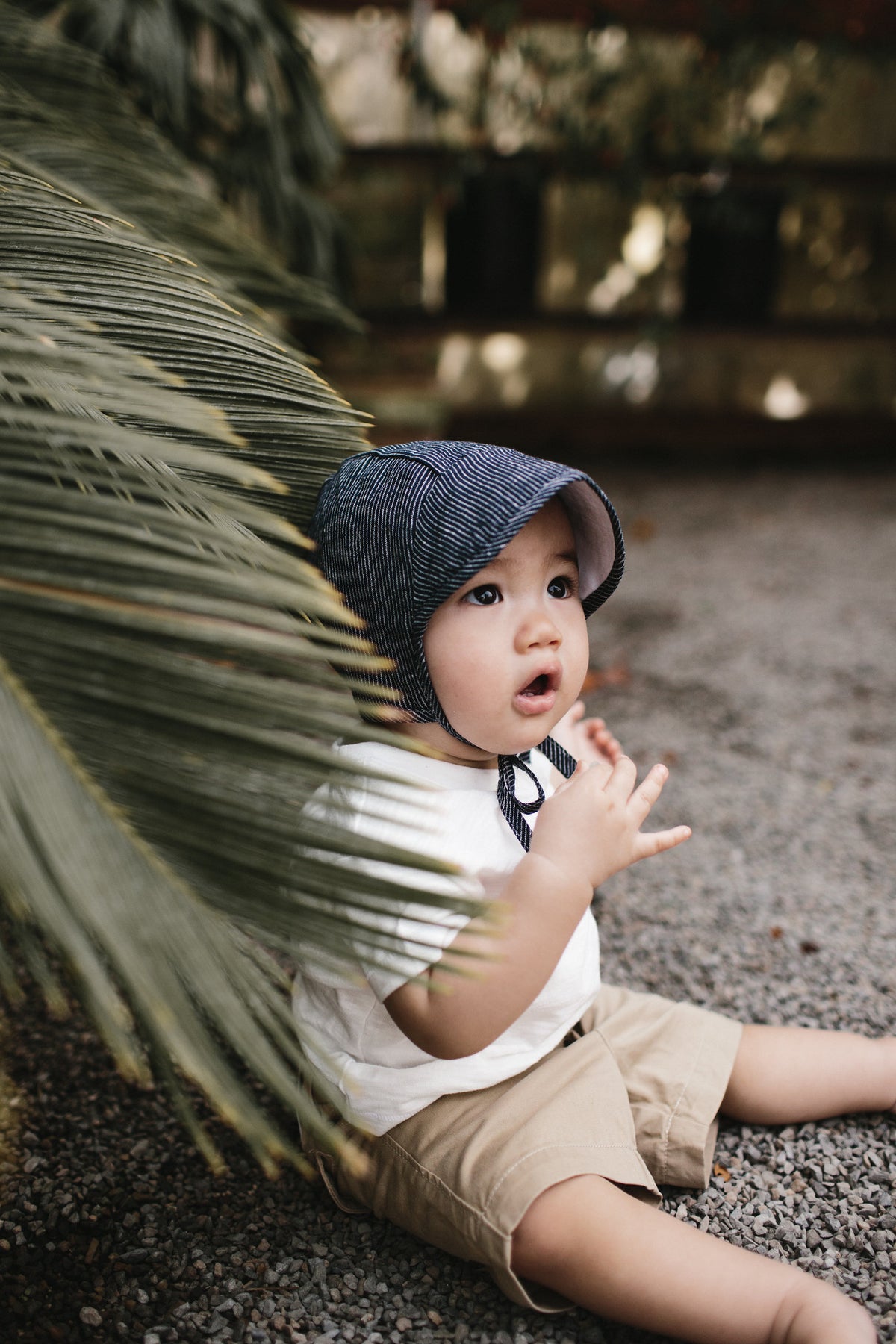 Baby mutsje navy briar handmade brimmed